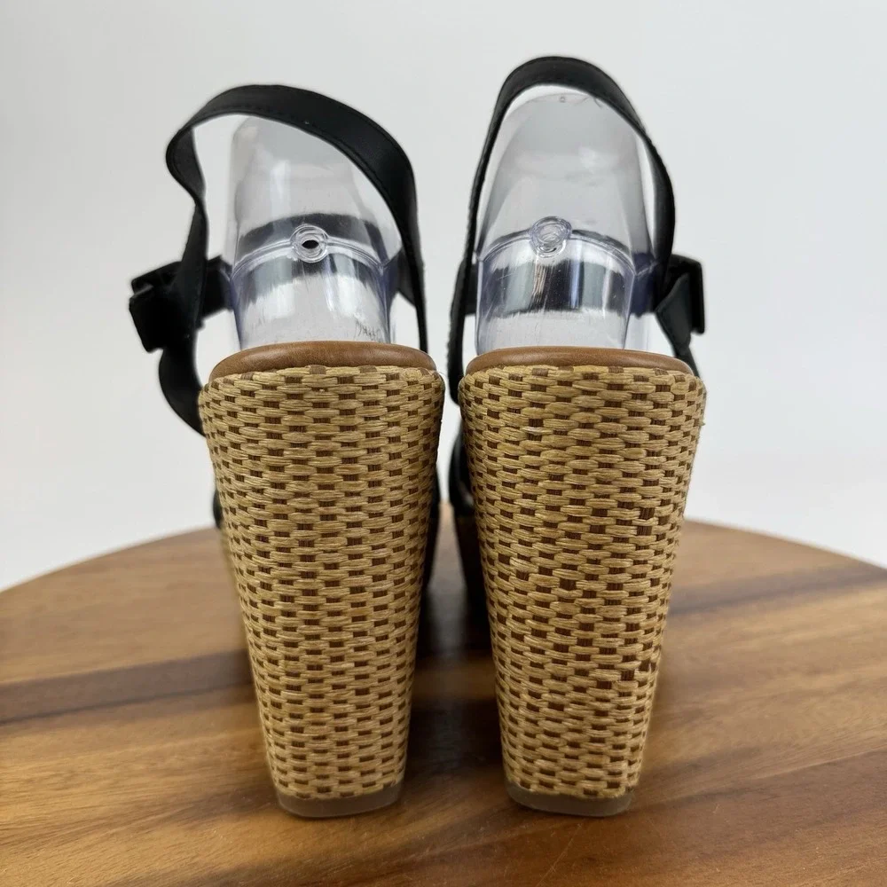 New NWOB Korks Kork-Ease Dee Faux Leather Woven Block Heels Sandals Size 11 M‎ - Picture 4 of 8